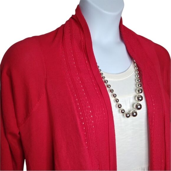 Cable & Gauge Open Cardigan Red XL - Picture 3 of 13